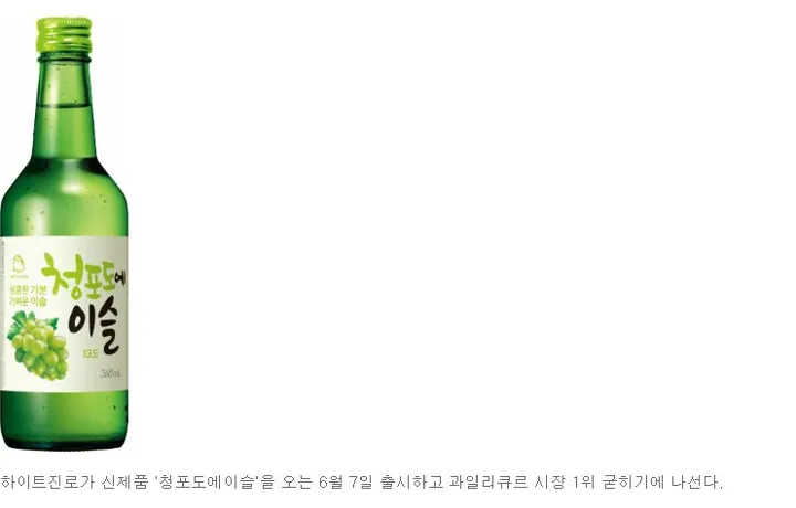 [신제품] 하이트진로, 과일리큐르 ‘청포도에이슬’ 출시 블로그 캡처